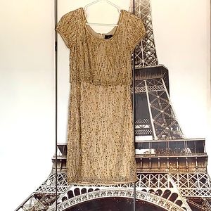 Blush & gold beaded cocktail dress